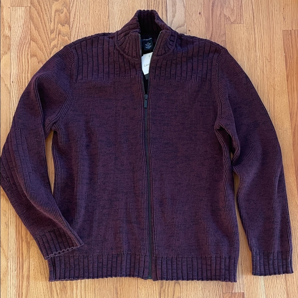 Men's Calvin Klein Ribbed Zip-Up Sweater 100% cotton